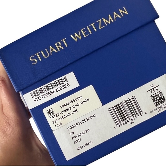 NEW STUART WEITZMAN Flat Summer Slide Sandals in Lime Green Size 7.5 - Picture 7 of 7